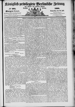 Königlich privilegirte Berlinische Zeitung von Staats- und gelehrten Sachen vom 22.07.1880