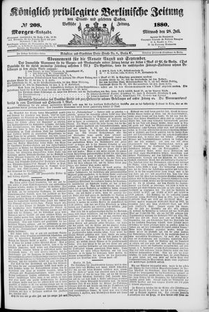 Königlich privilegirte Berlinische Zeitung von Staats- und gelehrten Sachen vom 28.07.1880