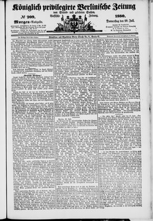 Königlich privilegirte Berlinische Zeitung von Staats- und gelehrten Sachen vom 29.07.1880