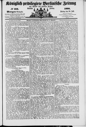 Königlich privilegirte Berlinische Zeitung von Staats- und gelehrten Sachen vom 30.07.1880