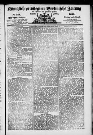 Königlich privilegirte Berlinische Zeitung von Staats- und gelehrten Sachen vom 03.08.1880
