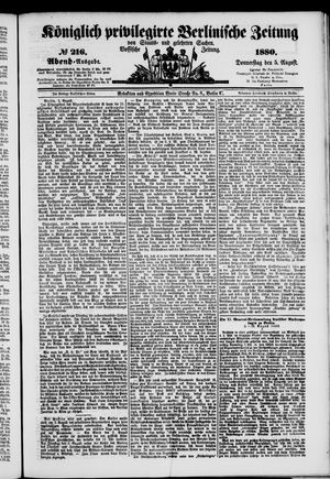 Königlich privilegirte Berlinische Zeitung von Staats- und gelehrten Sachen vom 05.08.1880