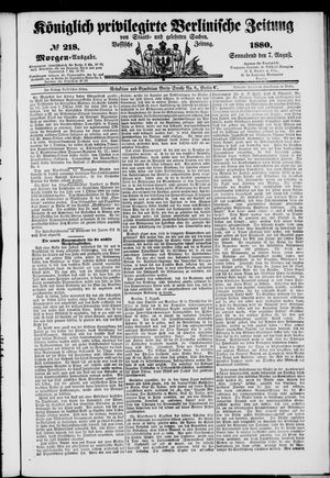 Königlich privilegirte Berlinische Zeitung von Staats- und gelehrten Sachen vom 07.08.1880