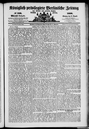 Königlich privilegirte Berlinische Zeitung von Staats- und gelehrten Sachen vom 09.08.1880
