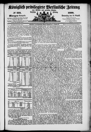 Königlich privilegirte Berlinische Zeitung von Staats- und gelehrten Sachen vom 12.08.1880