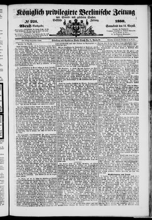 Königlich privilegirte Berlinische Zeitung von Staats- und gelehrten Sachen on Aug 14, 1880