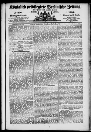 Königlich privilegirte Berlinische Zeitung von Staats- und gelehrten Sachen vom 15.08.1880