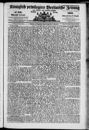 Königlich privilegirte Berlinische Zeitung von Staats- und gelehrten Sachen on Aug 18, 1880
