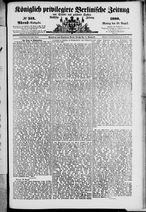 Königlich privilegirte Berlinische Zeitung von Staats- und gelehrten Sachen on Aug 23, 1880