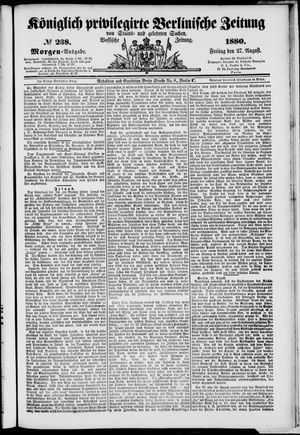 Königlich privilegirte Berlinische Zeitung von Staats- und gelehrten Sachen vom 27.08.1880