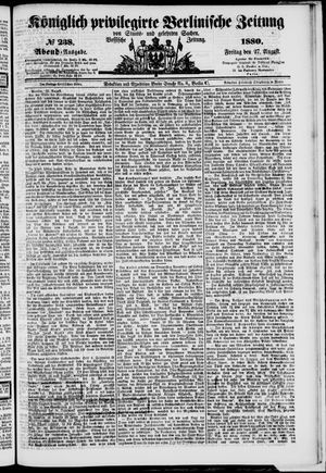 Königlich privilegirte Berlinische Zeitung von Staats- und gelehrten Sachen vom 27.08.1880