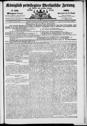 Königlich privilegirte Berlinische Zeitung von Staats- und gelehrten Sachen vom 28.08.1880