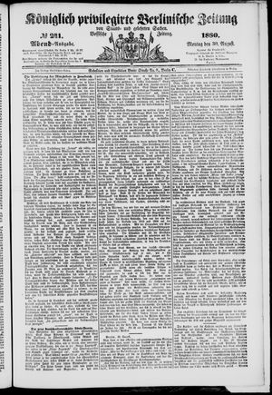 Königlich privilegirte Berlinische Zeitung von Staats- und gelehrten Sachen vom 30.08.1880