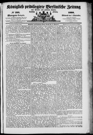 Königlich privilegirte Berlinische Zeitung von Staats- und gelehrten Sachen on Sep 1, 1880