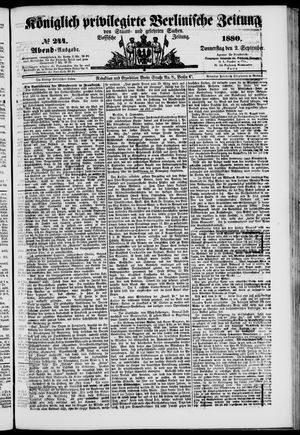 Königlich privilegirte Berlinische Zeitung von Staats- und gelehrten Sachen on Sep 2, 1880