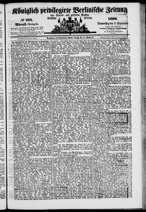 Königlich privilegirte Berlinische Zeitung von Staats- und gelehrten Sachen vom 02.09.1880