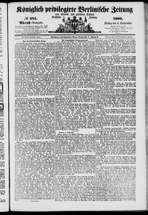 Königlich privilegirte Berlinische Zeitung von Staats- und gelehrten Sachen vom 03.09.1880