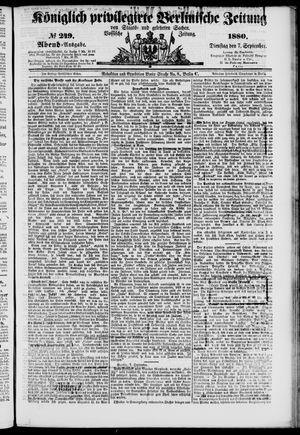 Königlich privilegirte Berlinische Zeitung von Staats- und gelehrten Sachen on Sep 7, 1880