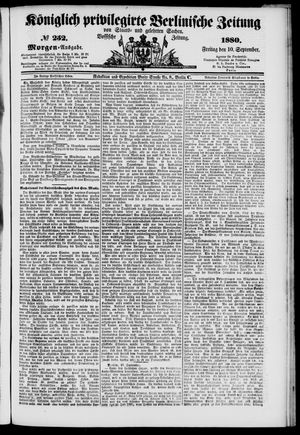 Königlich privilegirte Berlinische Zeitung von Staats- und gelehrten Sachen on Sep 10, 1880