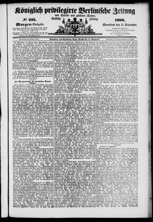 Königlich privilegirte Berlinische Zeitung von Staats- und gelehrten Sachen vom 11.09.1880