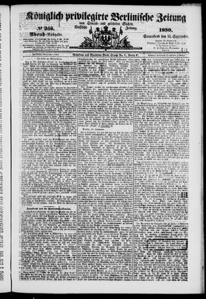 Königlich privilegirte Berlinische Zeitung von Staats- und gelehrten Sachen vom 11.09.1880