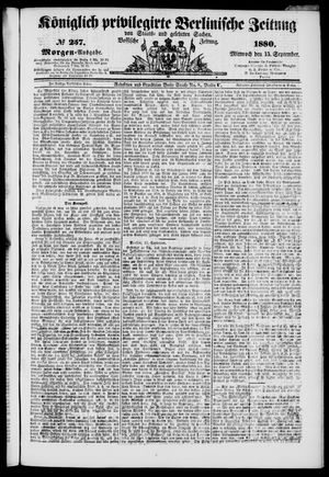Königlich privilegirte Berlinische Zeitung von Staats- und gelehrten Sachen on Sep 15, 1880