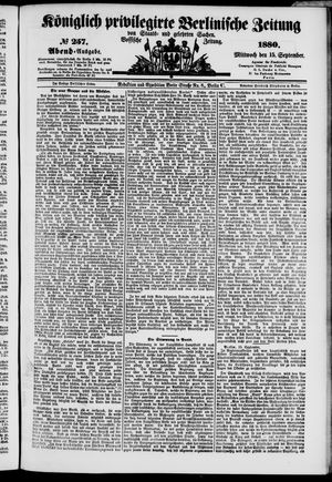 Königlich privilegirte Berlinische Zeitung von Staats- und gelehrten Sachen vom 15.09.1880