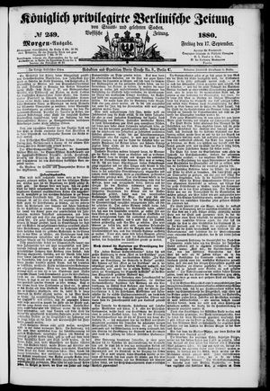 Königlich privilegirte Berlinische Zeitung von Staats- und gelehrten Sachen vom 17.09.1880
