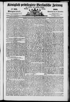 Königlich privilegirte Berlinische Zeitung von Staats- und gelehrten Sachen vom 18.09.1880