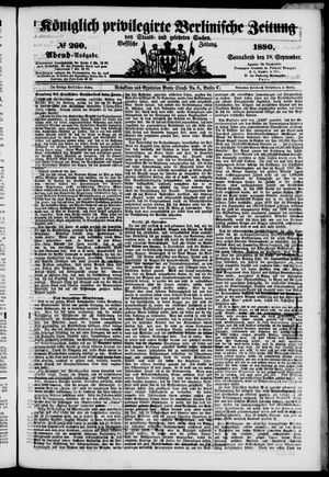 Königlich privilegirte Berlinische Zeitung von Staats- und gelehrten Sachen vom 18.09.1880