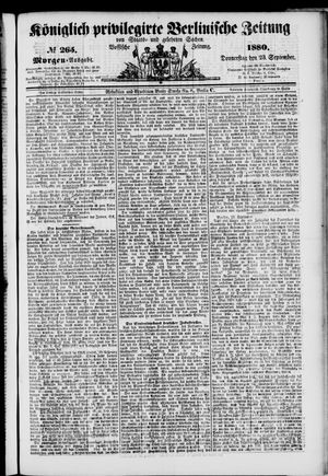 Königlich privilegirte Berlinische Zeitung von Staats- und gelehrten Sachen vom 23.09.1880
