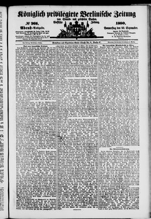 Königlich privilegirte Berlinische Zeitung von Staats- und gelehrten Sachen vom 23.09.1880
