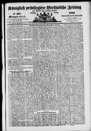 Königlich privilegirte Berlinische Zeitung von Staats- und gelehrten Sachen on Sep 25, 1880