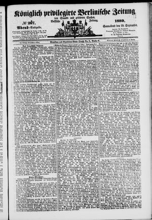 Königlich privilegirte Berlinische Zeitung von Staats- und gelehrten Sachen on Sep 25, 1880