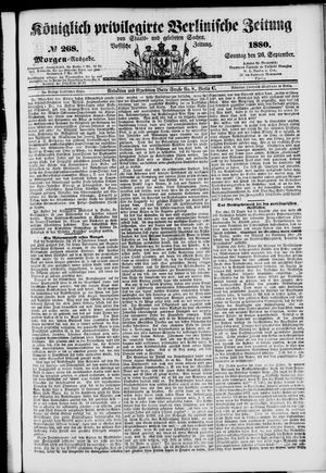 Königlich privilegirte Berlinische Zeitung von Staats- und gelehrten Sachen vom 26.09.1880