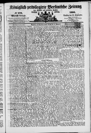 Königlich privilegirte Berlinische Zeitung von Staats- und gelehrten Sachen vom 28.09.1880