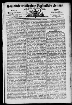 Königlich privilegirte Berlinische Zeitung von Staats- und gelehrten Sachen vom 01.10.1880
