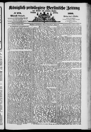 Königlich privilegirte Berlinische Zeitung von Staats- und gelehrten Sachen vom 01.10.1880
