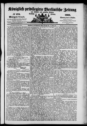 Königlich privilegirte Berlinische Zeitung von Staats- und gelehrten Sachen vom 03.10.1880