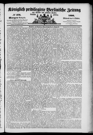 Königlich privilegirte Berlinische Zeitung von Staats- und gelehrten Sachen on Oct 6, 1880