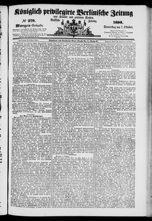 Königlich privilegirte Berlinische Zeitung von Staats- und gelehrten Sachen vom 07.10.1880