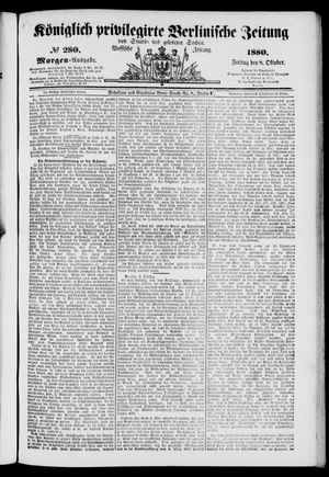Königlich privilegirte Berlinische Zeitung von Staats- und gelehrten Sachen vom 08.10.1880
