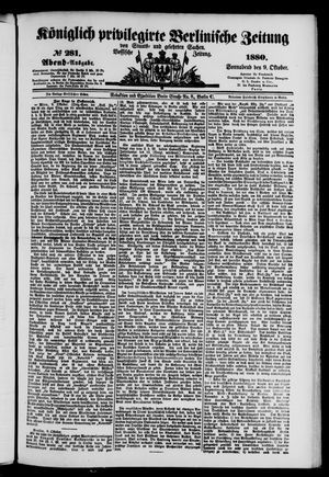 Königlich privilegirte Berlinische Zeitung von Staats- und gelehrten Sachen vom 09.10.1880