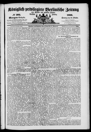 Königlich privilegirte Berlinische Zeitung von Staats- und gelehrten Sachen vom 10.10.1880