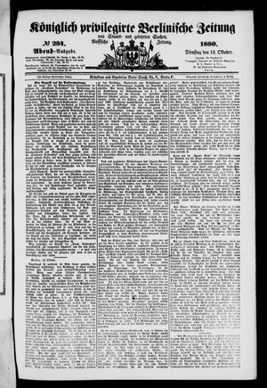 Königlich privilegirte Berlinische Zeitung von Staats- und gelehrten Sachen vom 12.10.1880