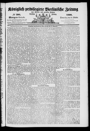Königlich privilegirte Berlinische Zeitung von Staats- und gelehrten Sachen vom 14.10.1880