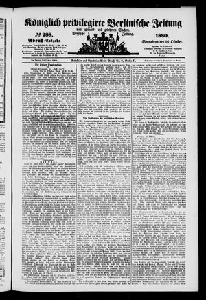 Königlich privilegirte Berlinische Zeitung von Staats- und gelehrten Sachen vom 16.10.1880