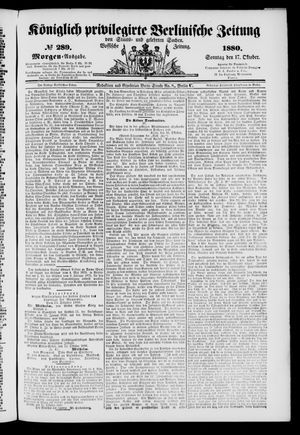 Königlich privilegirte Berlinische Zeitung von Staats- und gelehrten Sachen vom 17.10.1880