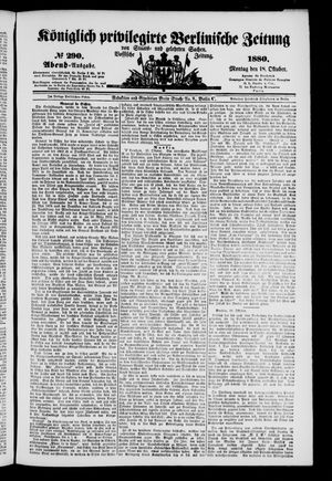 Königlich privilegirte Berlinische Zeitung von Staats- und gelehrten Sachen vom 18.10.1880