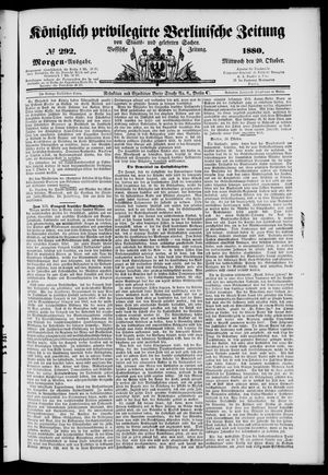 Königlich privilegirte Berlinische Zeitung von Staats- und gelehrten Sachen on Oct 20, 1880